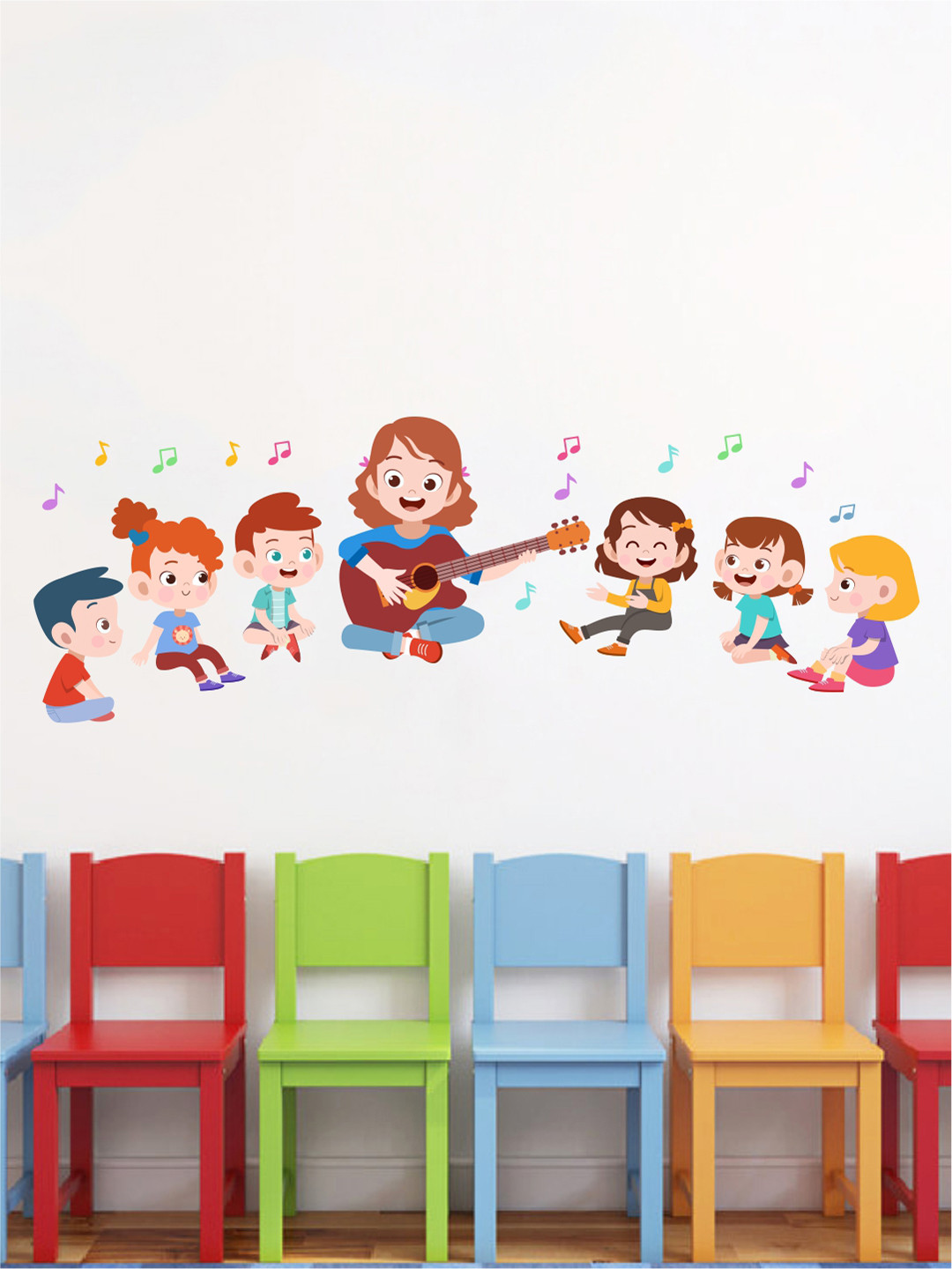 rawpockets multi Kids Enjoying the Music Wall Stickers