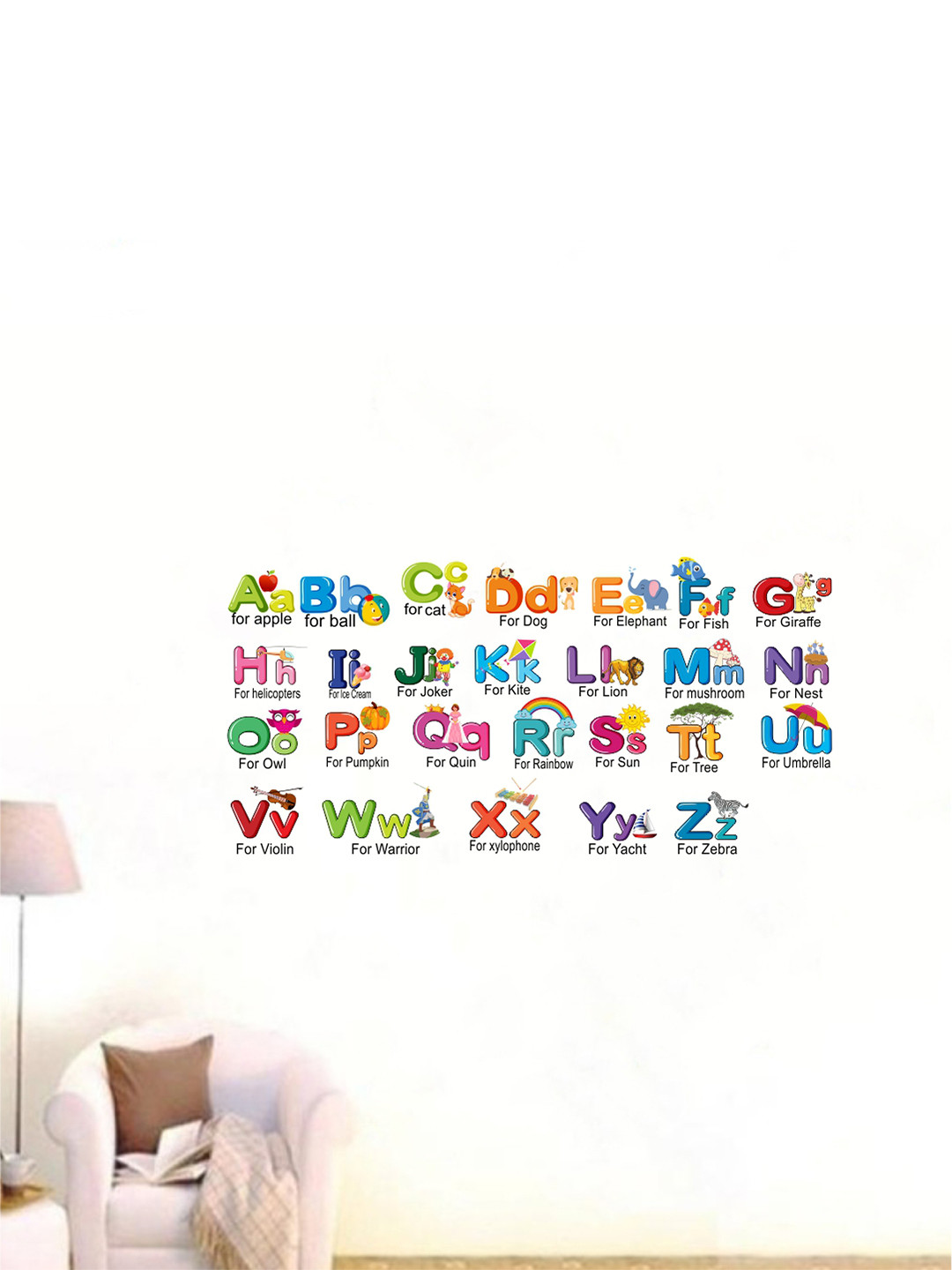 rawpockets Green & Orange English Alphabets Printed Waterproof PVC Vinyl Wall Sticker