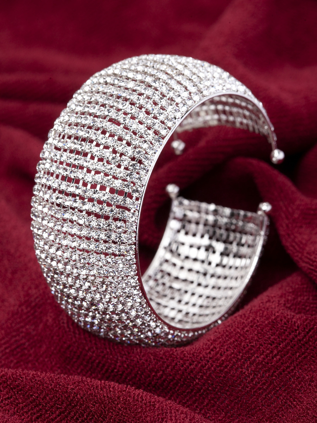 Shining Diva Silver-Plated Crystal Studded Bracelet