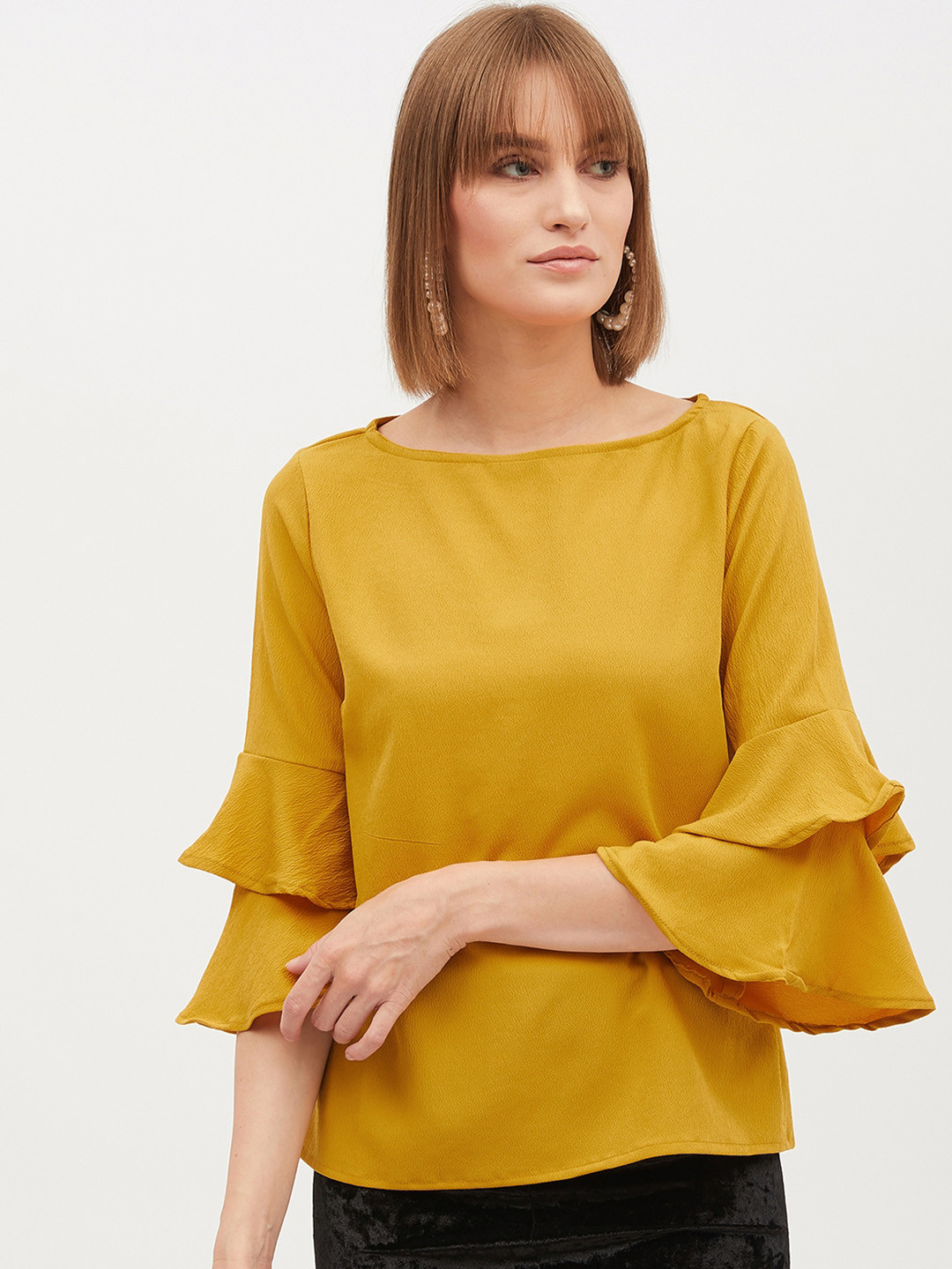 Harpa Women Mustard Yellow Solid Top