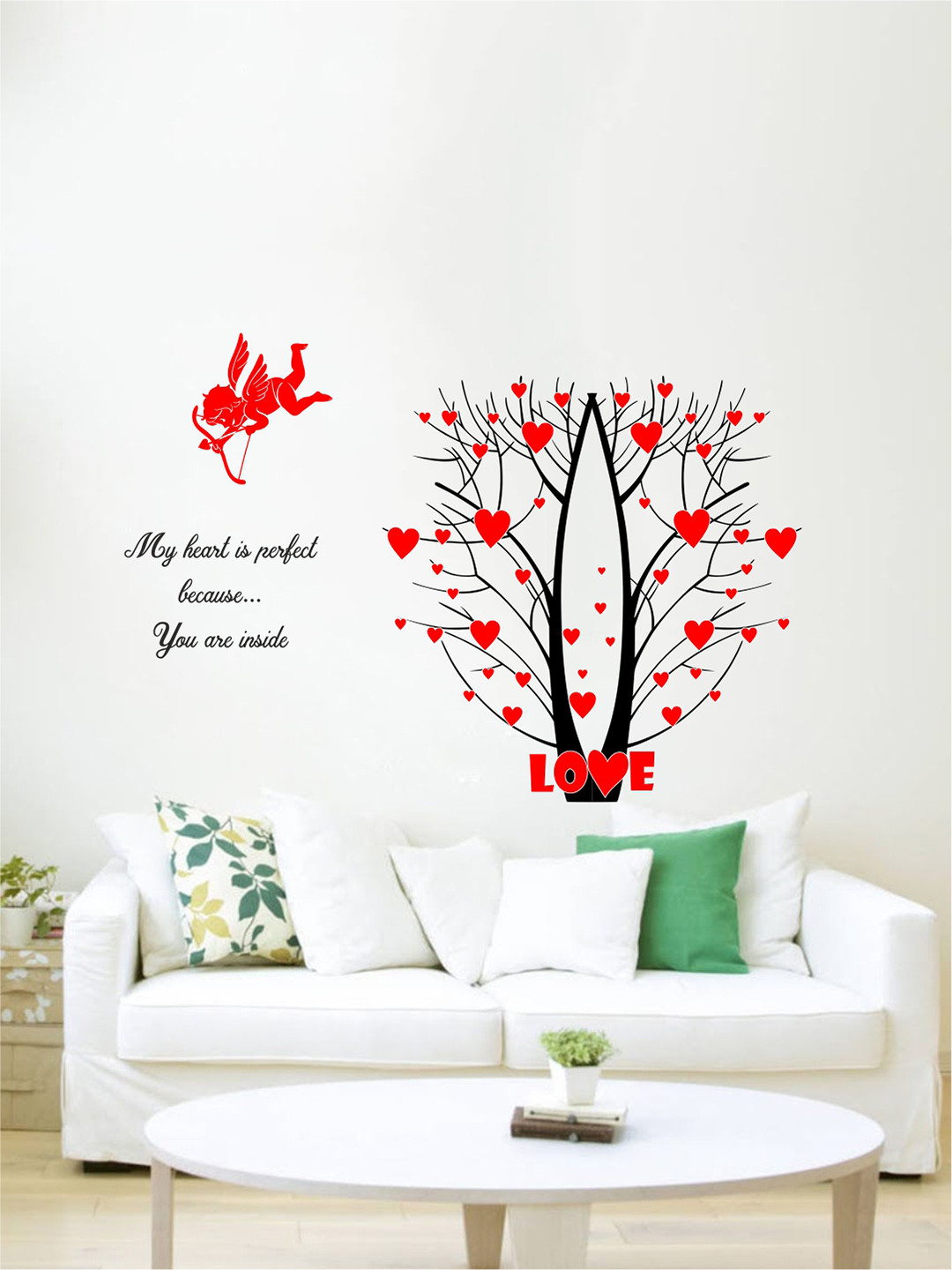 rawpockets Multicoloured Cupid Love Quotes PVC Vinyl Wall Stickers
