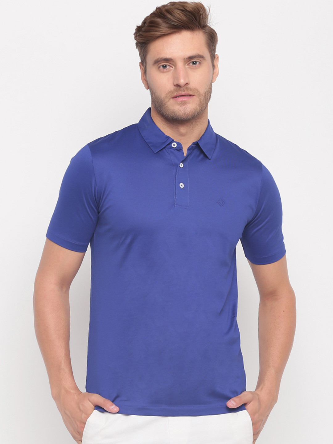 GANT Men Blue Solid Polo Collar T-shirt