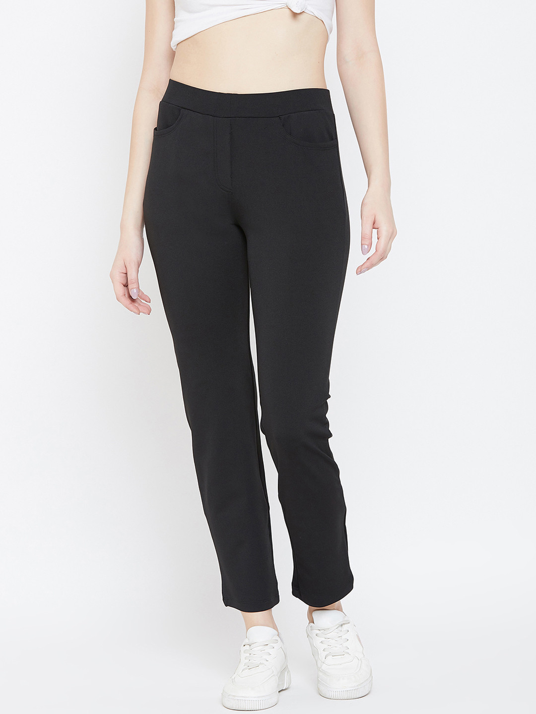 PERFKT-U Women Black Straight-Fit Sports Track Pants