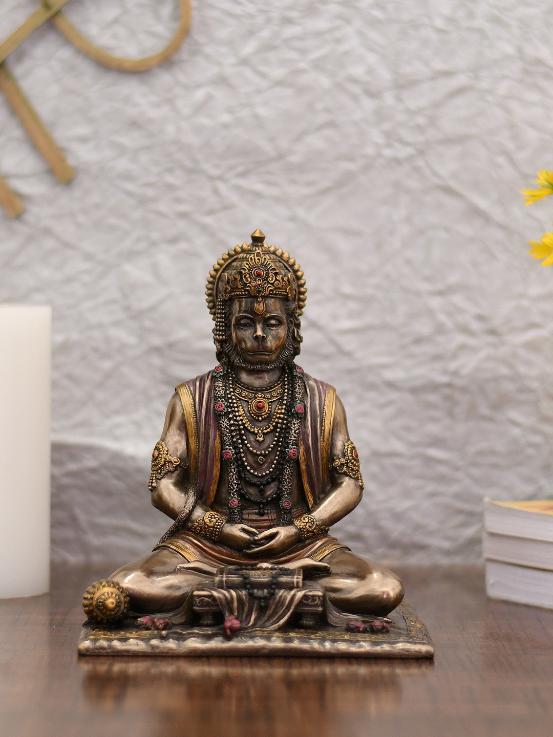 CraftVatika Hanuman Bronze Metallic Prayer Room Medium Showpiece - 8 Inches