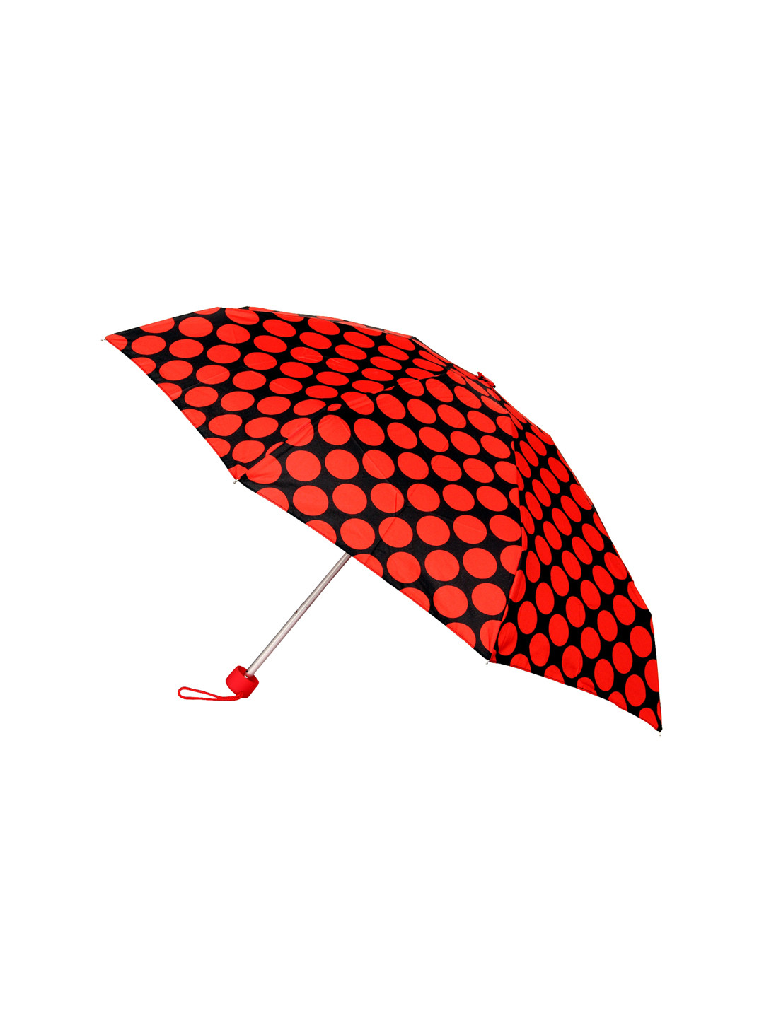 FabSeasons Unisex Red & Black Circle Printed 5 Fold Small Compact Manual Umbrella