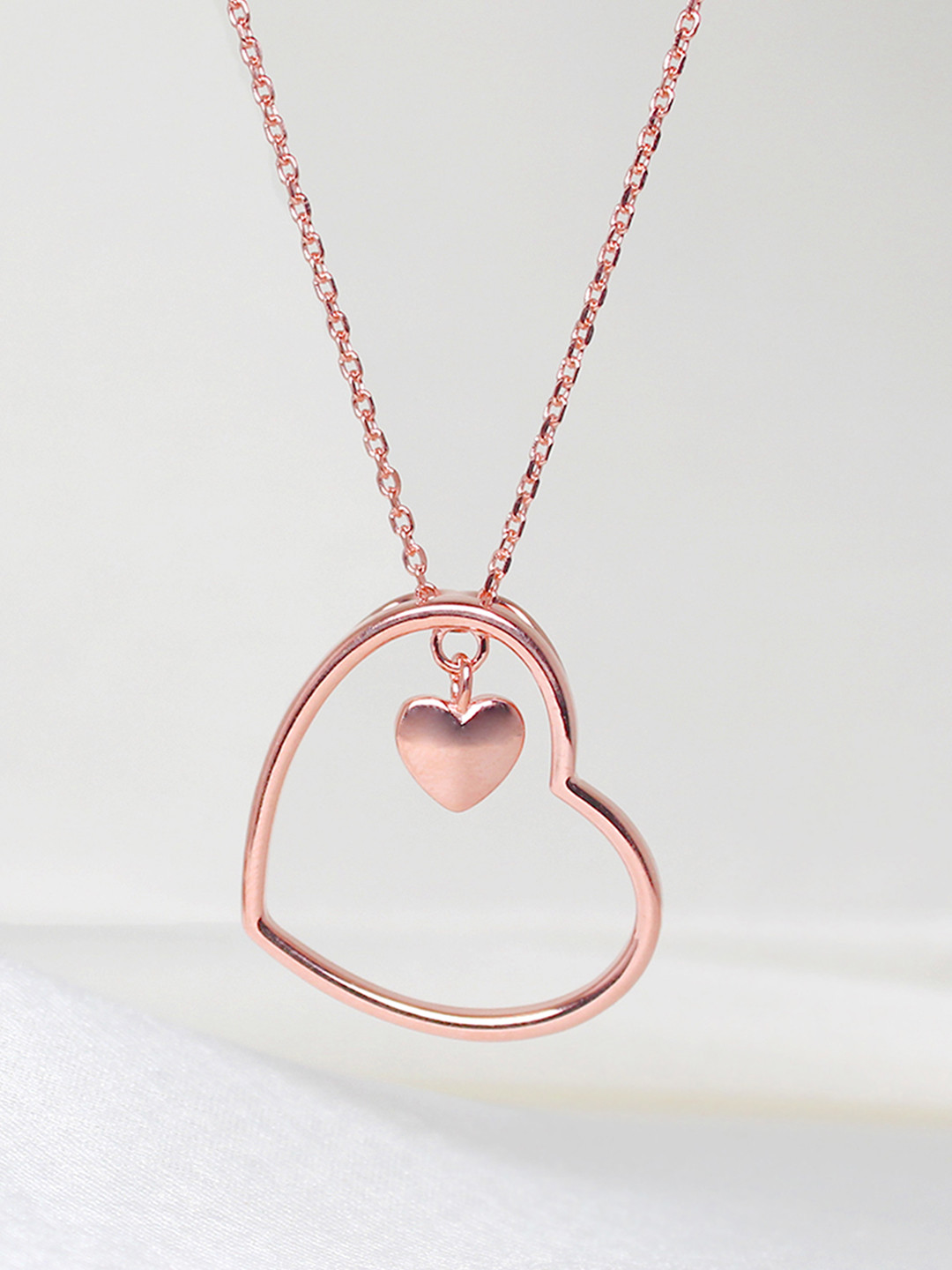 GIVA 925 Sterling Silver Rose Gold Plated Heart Necklace