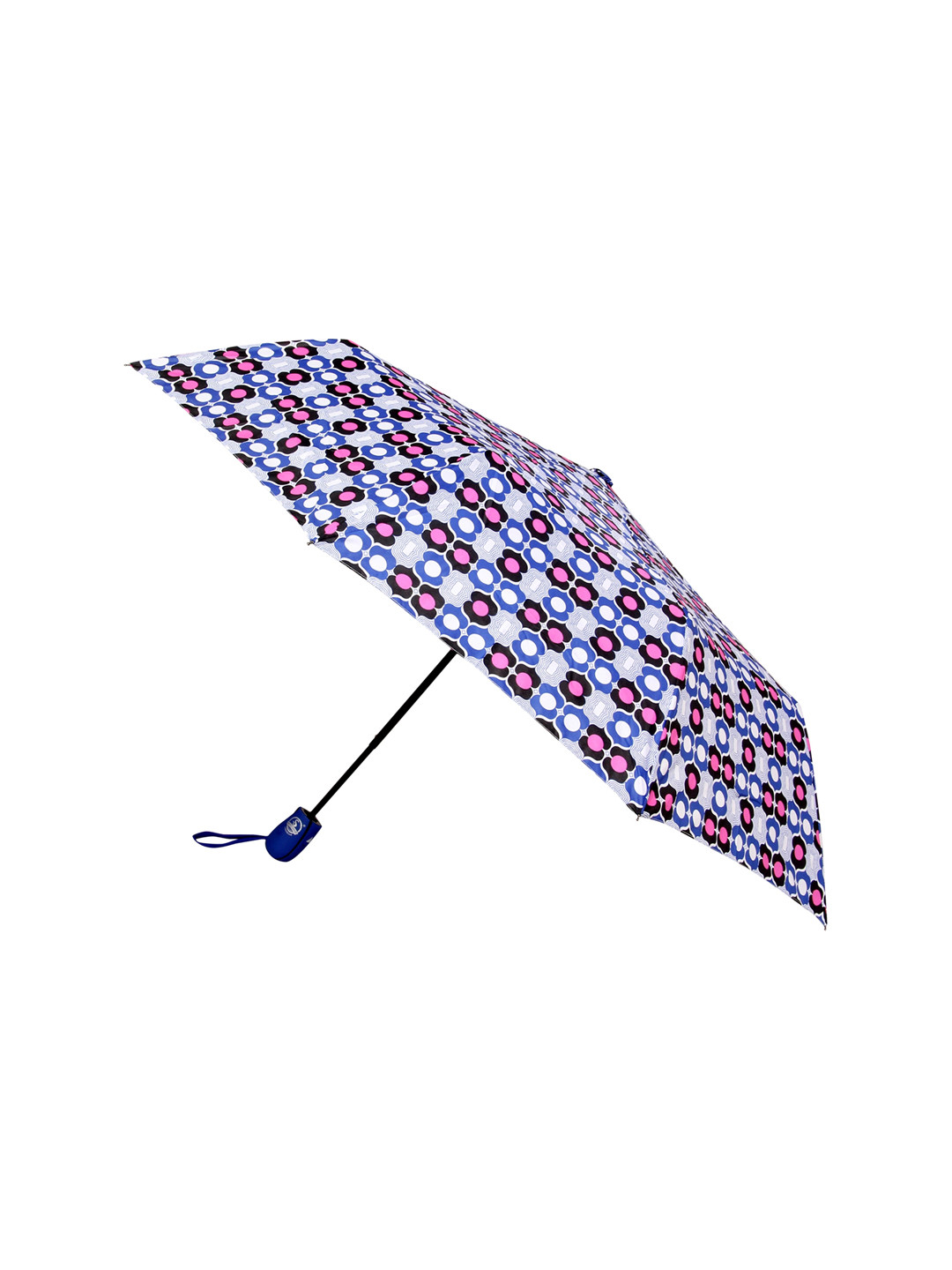 FabSeasons Unisex Blue & Pink Symmteric Print 3 Fold Semi-Automatic Umbrella