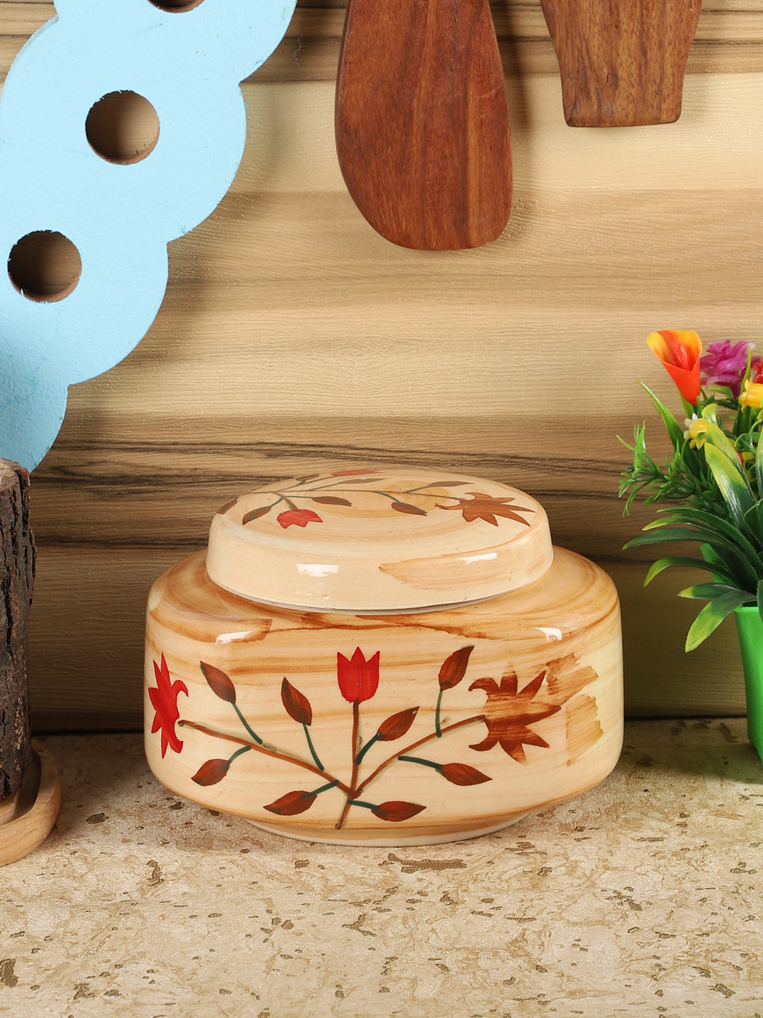 Cdi Cream Floral Ceramic Screw Top Serving Handi-700ml