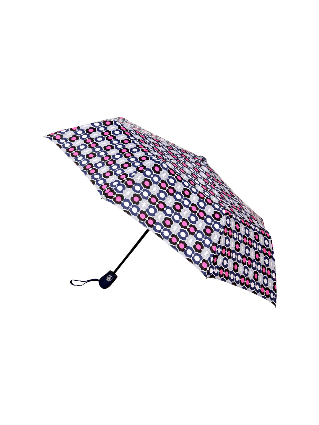 FabSeasons Unise Blue & Pink Symmetric Printed 3 Fold All-season Umbrella