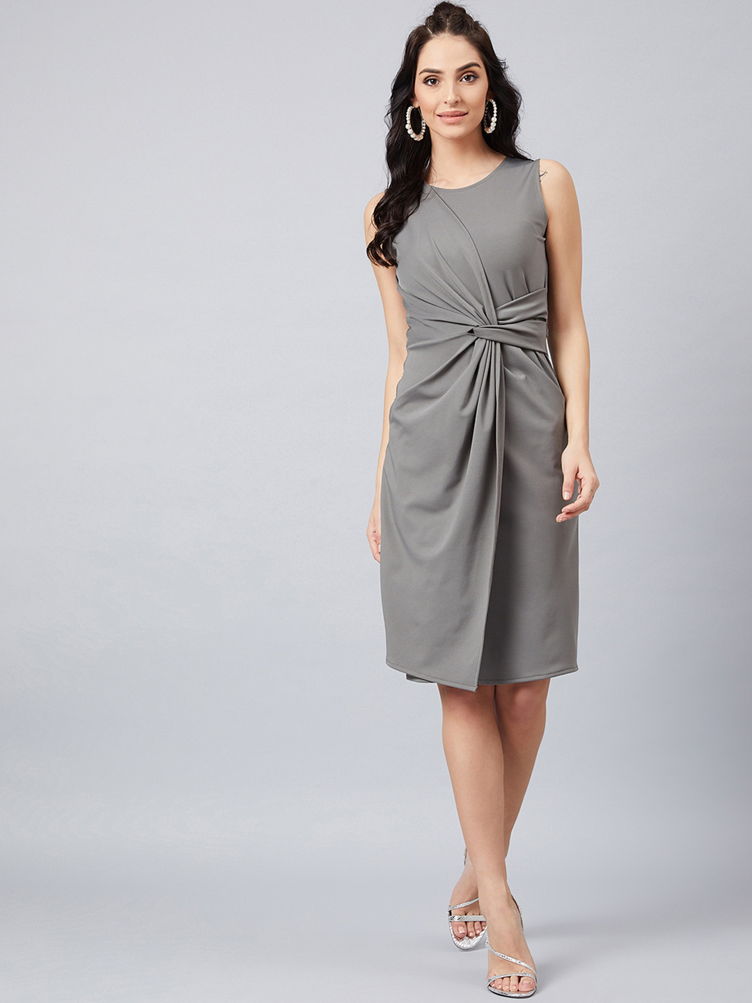 Athena Grey Sheath Dress