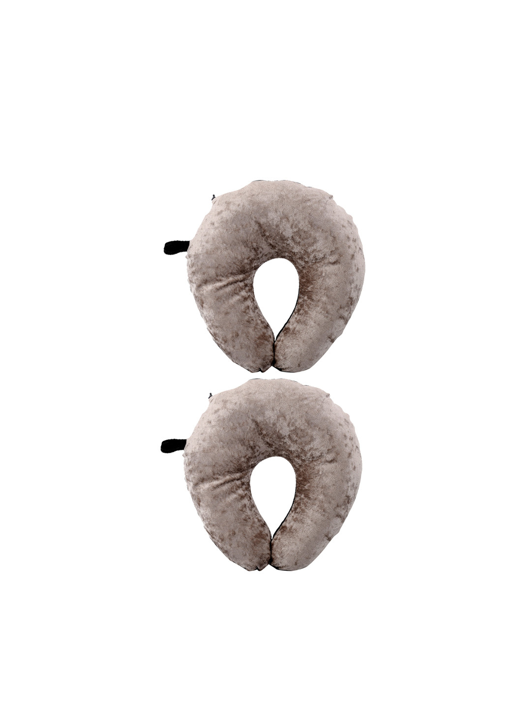 Kuber Industries Black Solid Faux Velvet Adjustable Set of 2 Firm Memory Foam Travel Pillow-11 x 29 x 30 cm