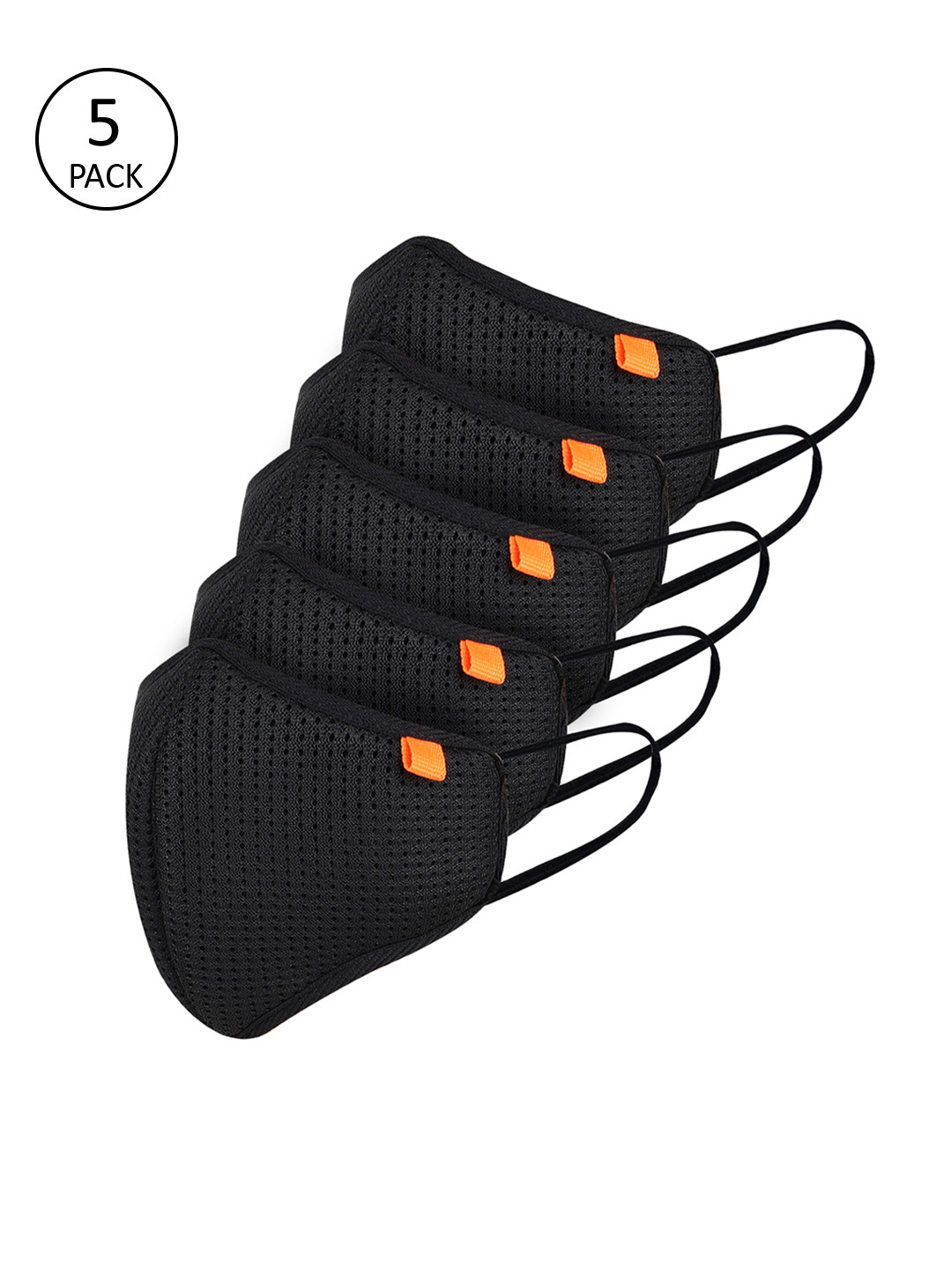 Marc Loire Adults Pack of 5 Black 5-layers Reusable Anti-Pollution Mask