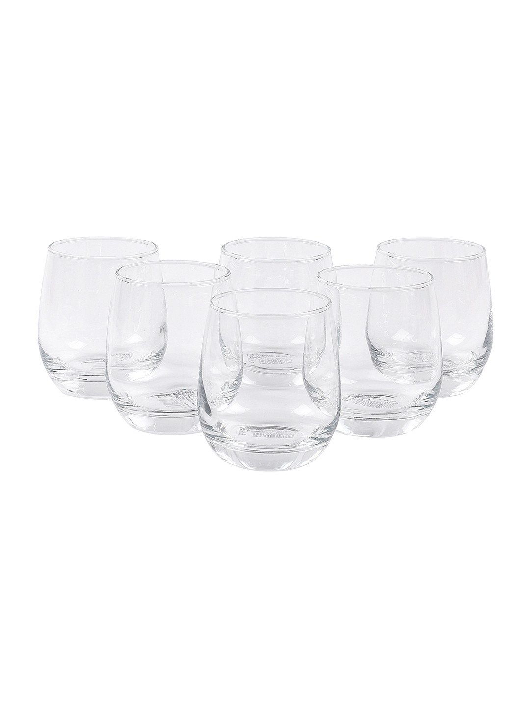 ceradeco Set Of 6 Transparent Solid Imported Oval Shaped Whiskey Glasses