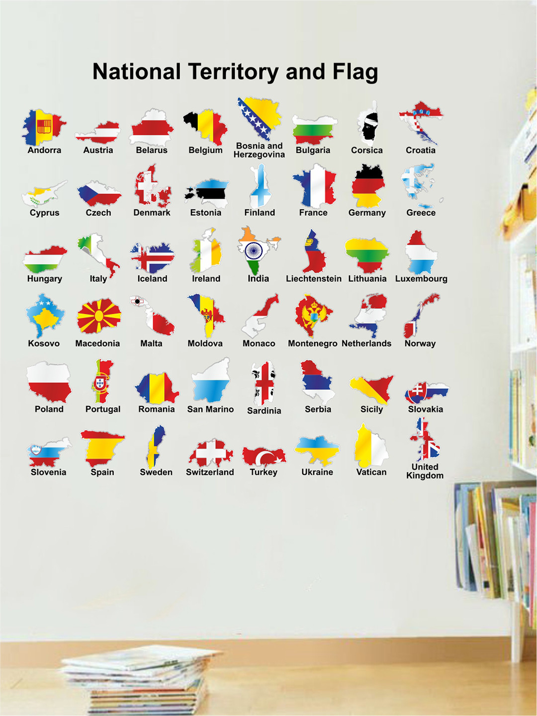 rawpockets Multicoloured National Territory and Flag Printed Wall Sticker