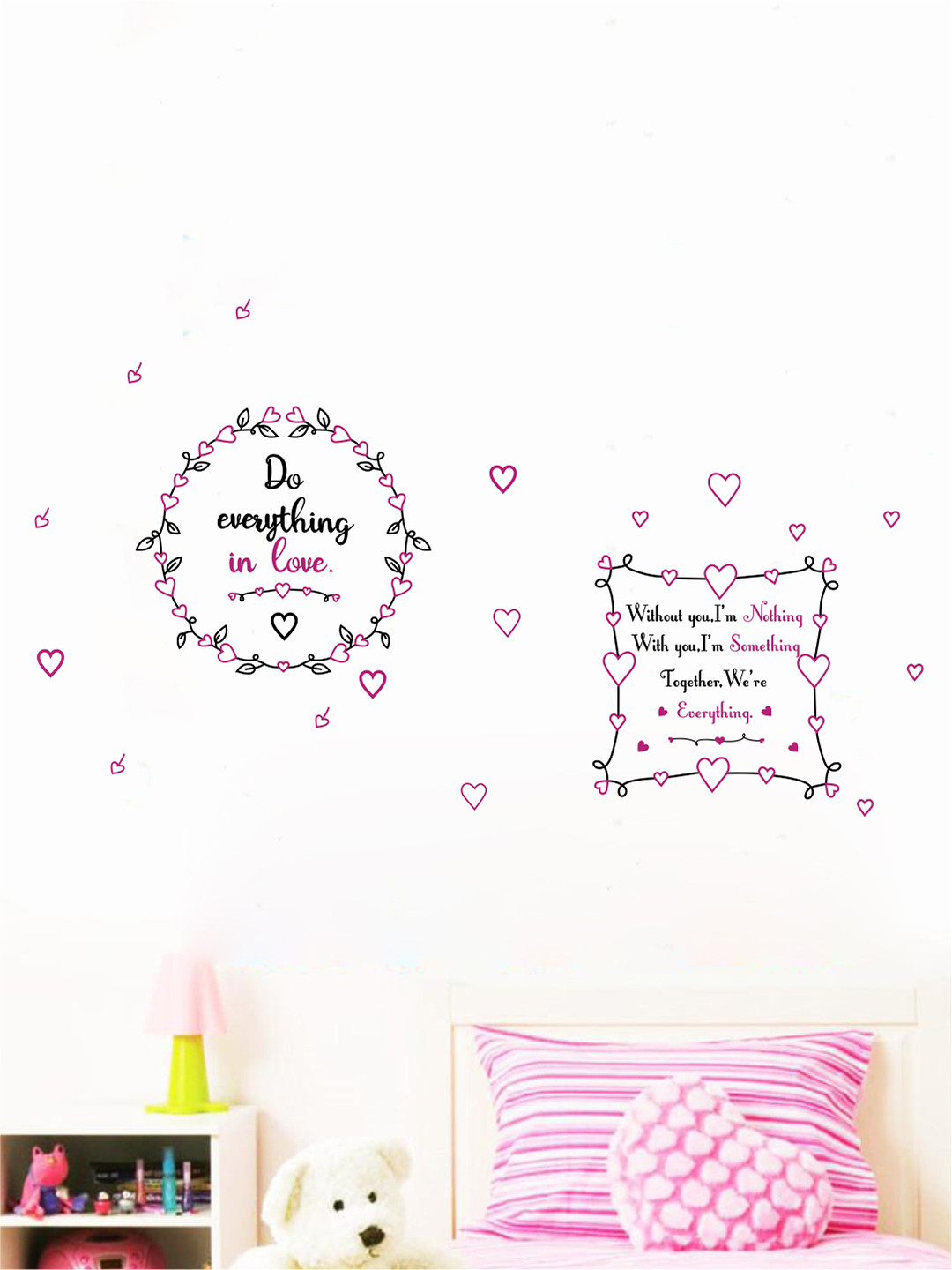 rawpockets Black & Magenta Love Quotes Wall Stickers