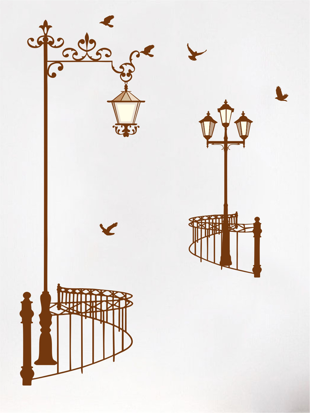 rawpockets Brown Street Lamp Wall Stickers