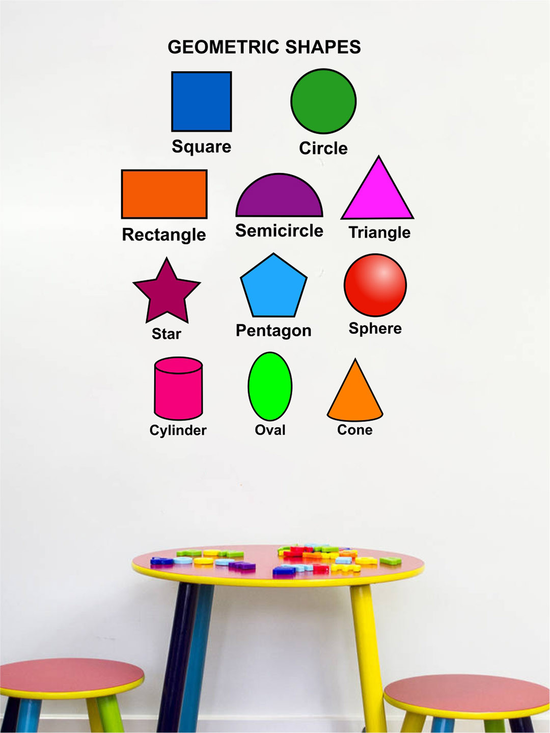 rawpockets Multicolured Geometric Shapes Wall Stickers