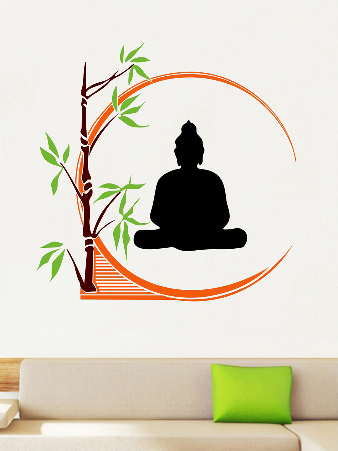 rawpockets Orange & Black Lord Buddha PVC Vinyl Wall Stickers