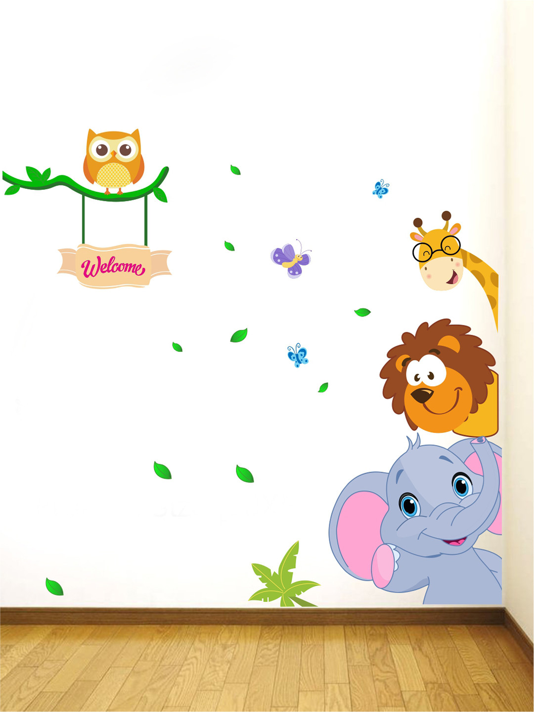 rawpockets Multicoloured Wild Animals Printed Wall Sticker