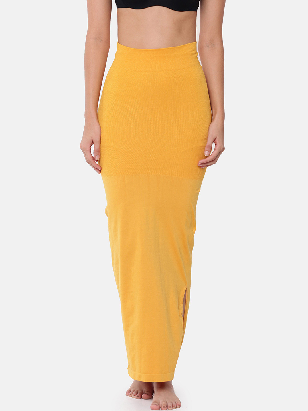 GOLDSTROMS Women Yellow Solid Saree Shapewear SSWR-YEL