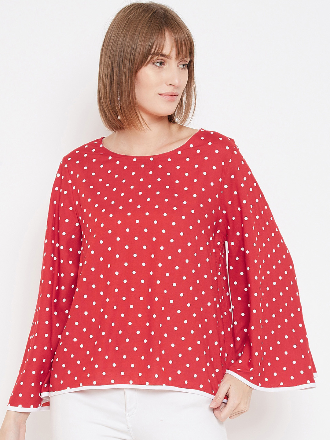 METTLE Women Red & Off-White Printed Top