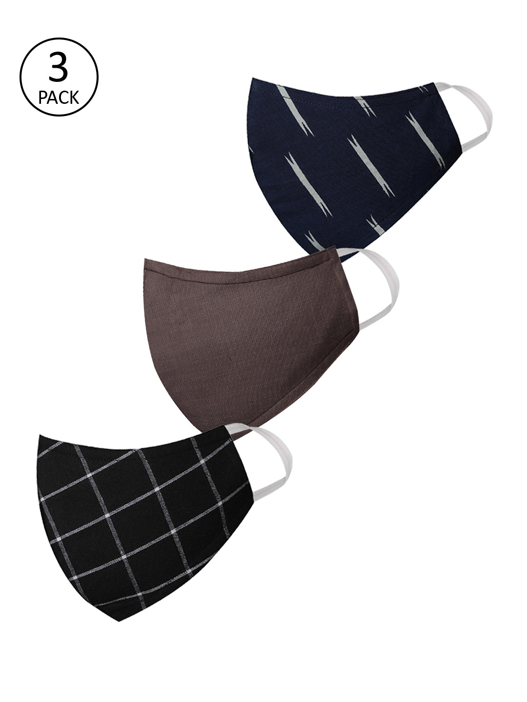 VASTRAMAY Unisex 3 Pcs 3 -Ply Reusable Protective Outdoor Cotton Masks