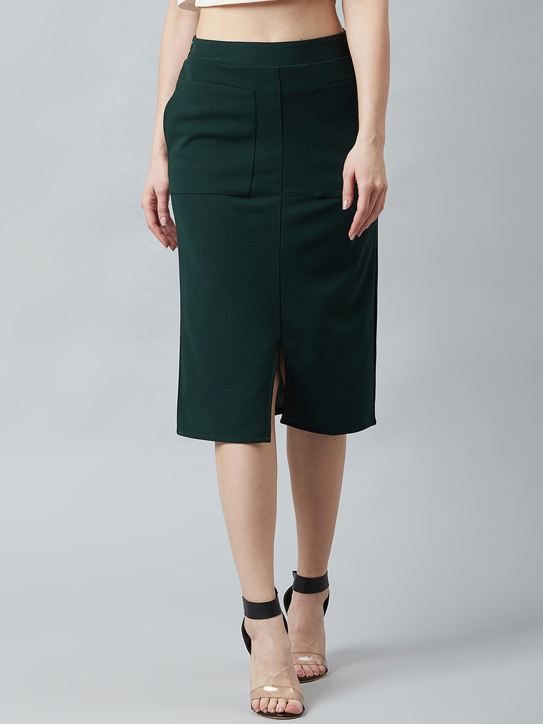 Athena Green Pencil Midi Skirt