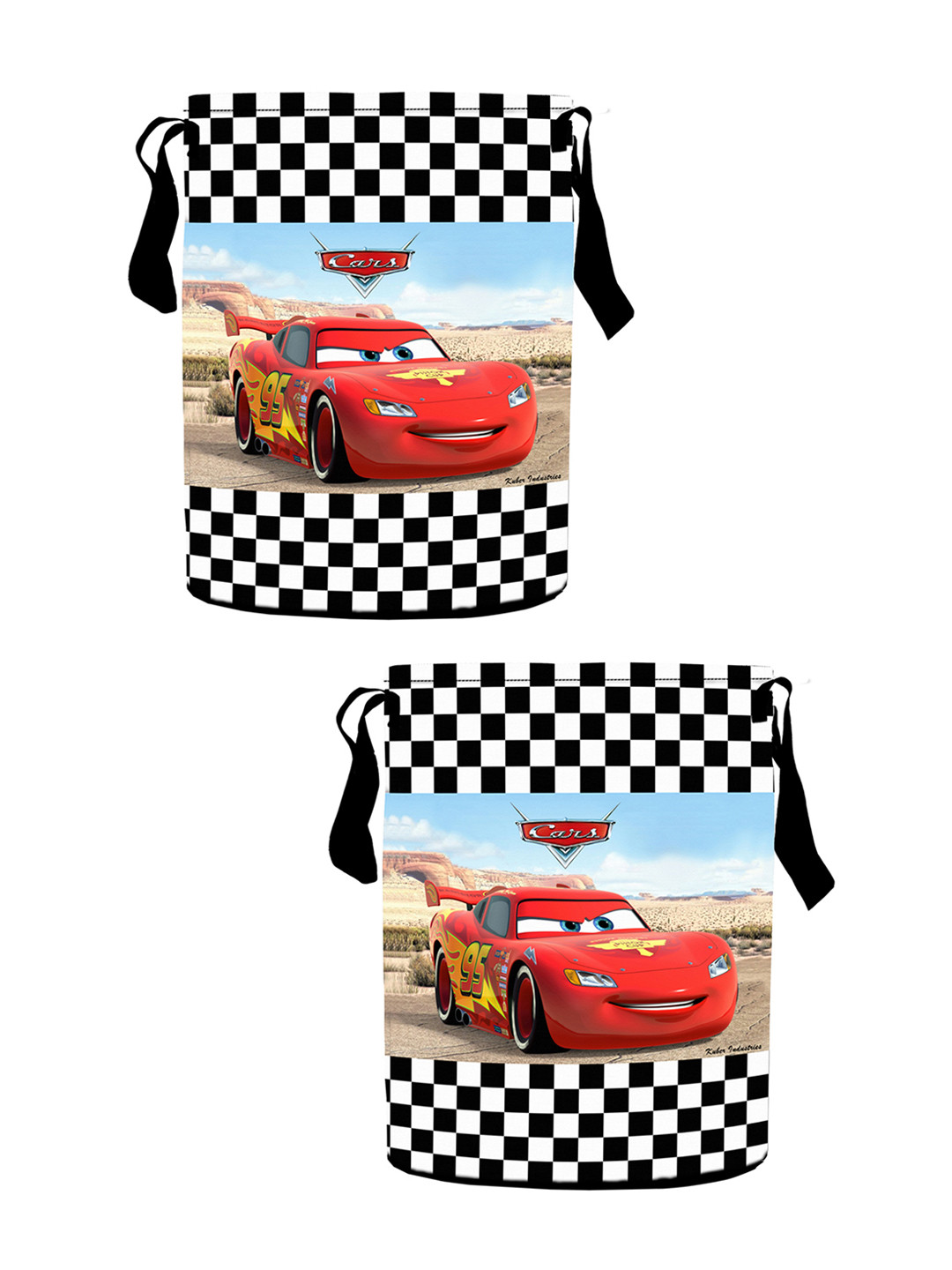 Kuber Industries Set Of 2 Black & White Disney Printed Waterproof Laundry Basket Organizer 45L