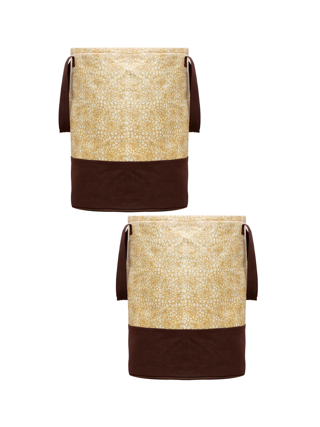 Kuber Industries Set Of 2 Brown & Beige Printed Waterproof Canvas Laundry Bags 45 L