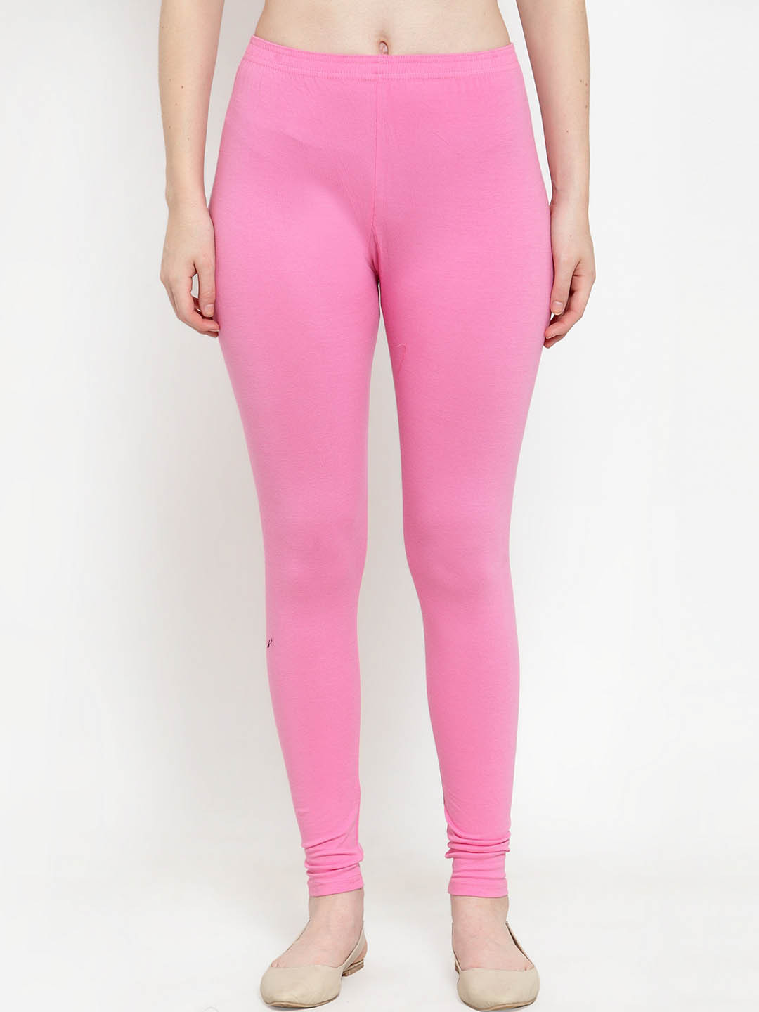GRACIT Women Pink Solid Churidar-Length Leggings