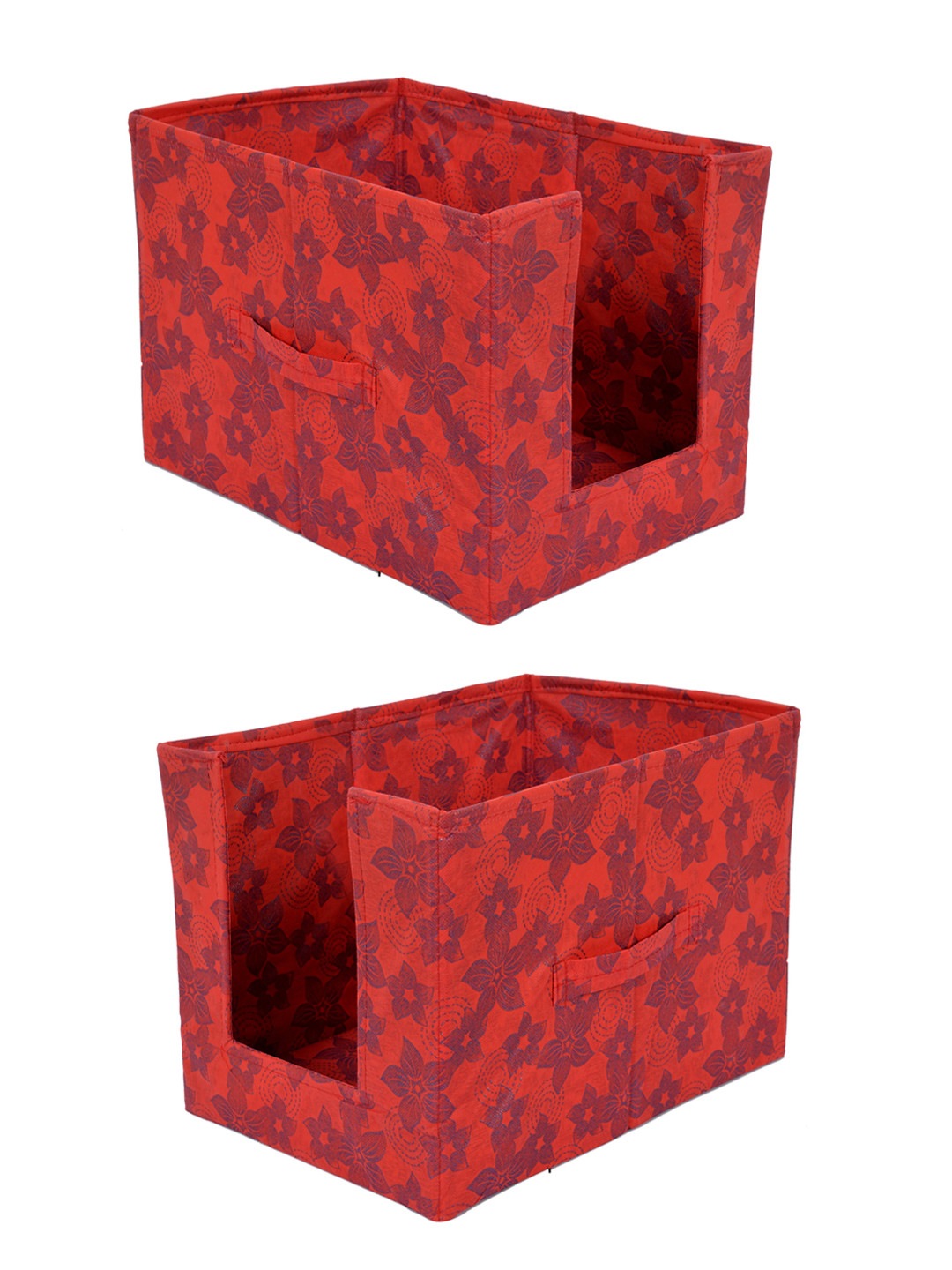 Kuber Industries Set of 2 Red & Blue Printed Shirt Stacker Wardrobe Organizers