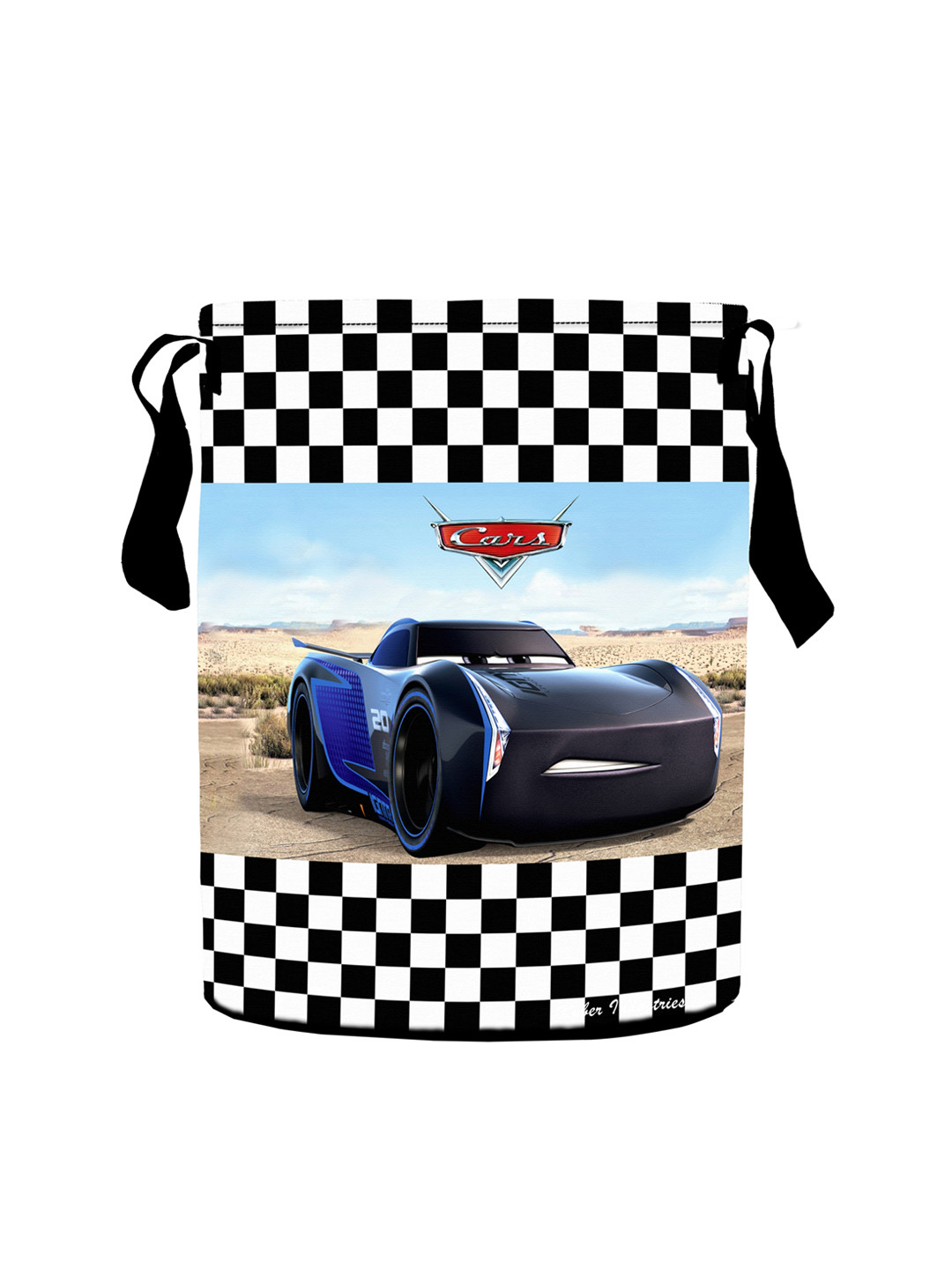 Kuber Industries Black & White Disney Print Waterproof Cotton Laundry Bag 45 L