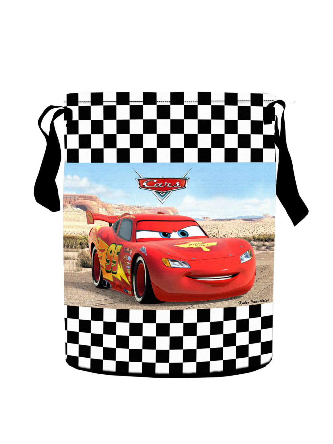 Kuber Industries Black & White Disney Printed Waterproof Cotton Laundry Bag 45 L