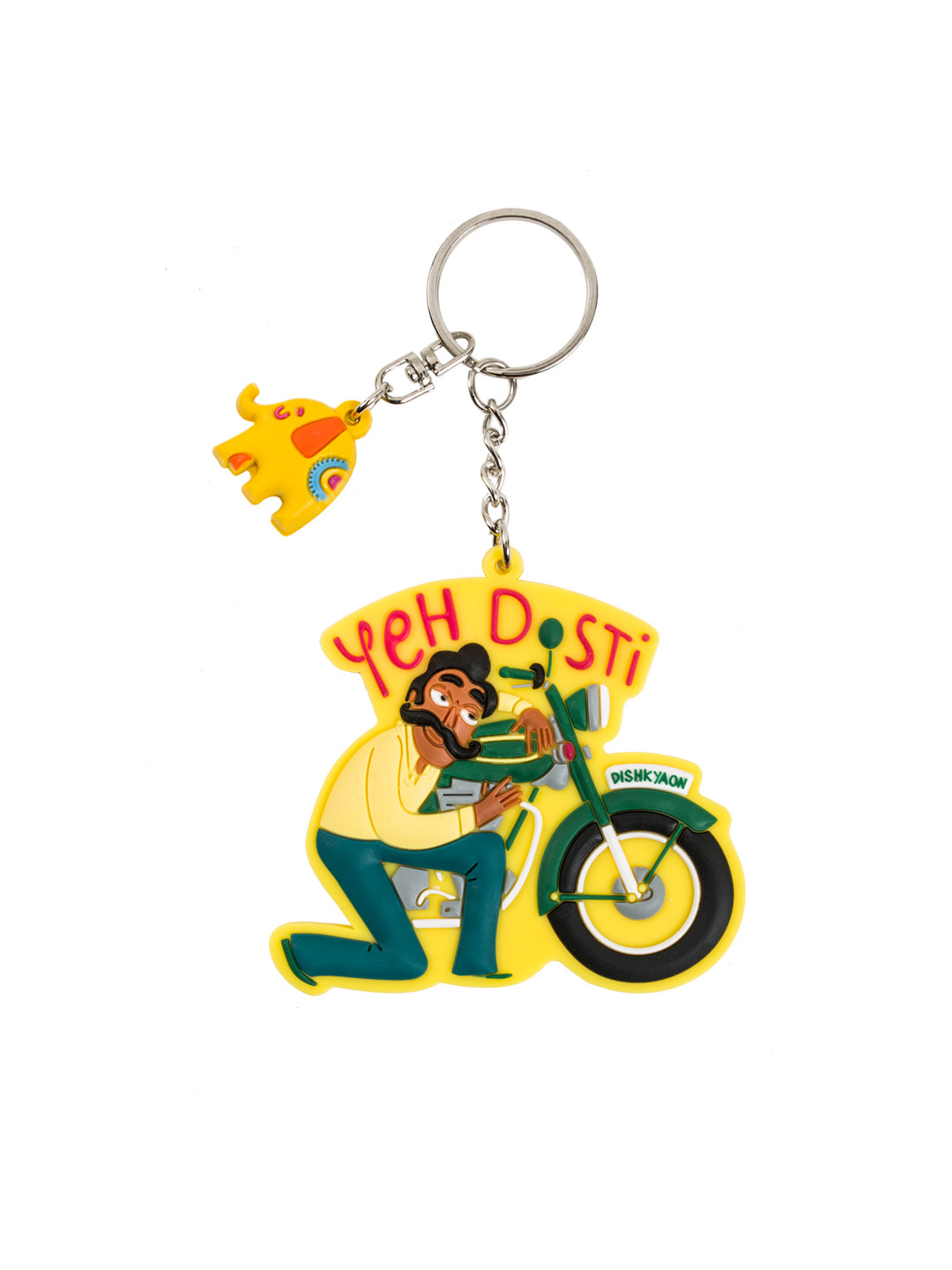 Chumbak Yellow & Green Bike Dosti Keychain