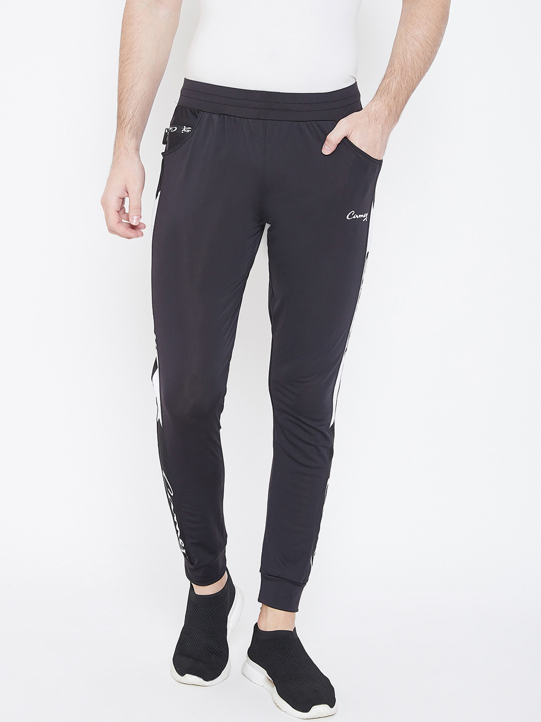 Camey Men Black Solid Dry Fit Sporty Active Joggers