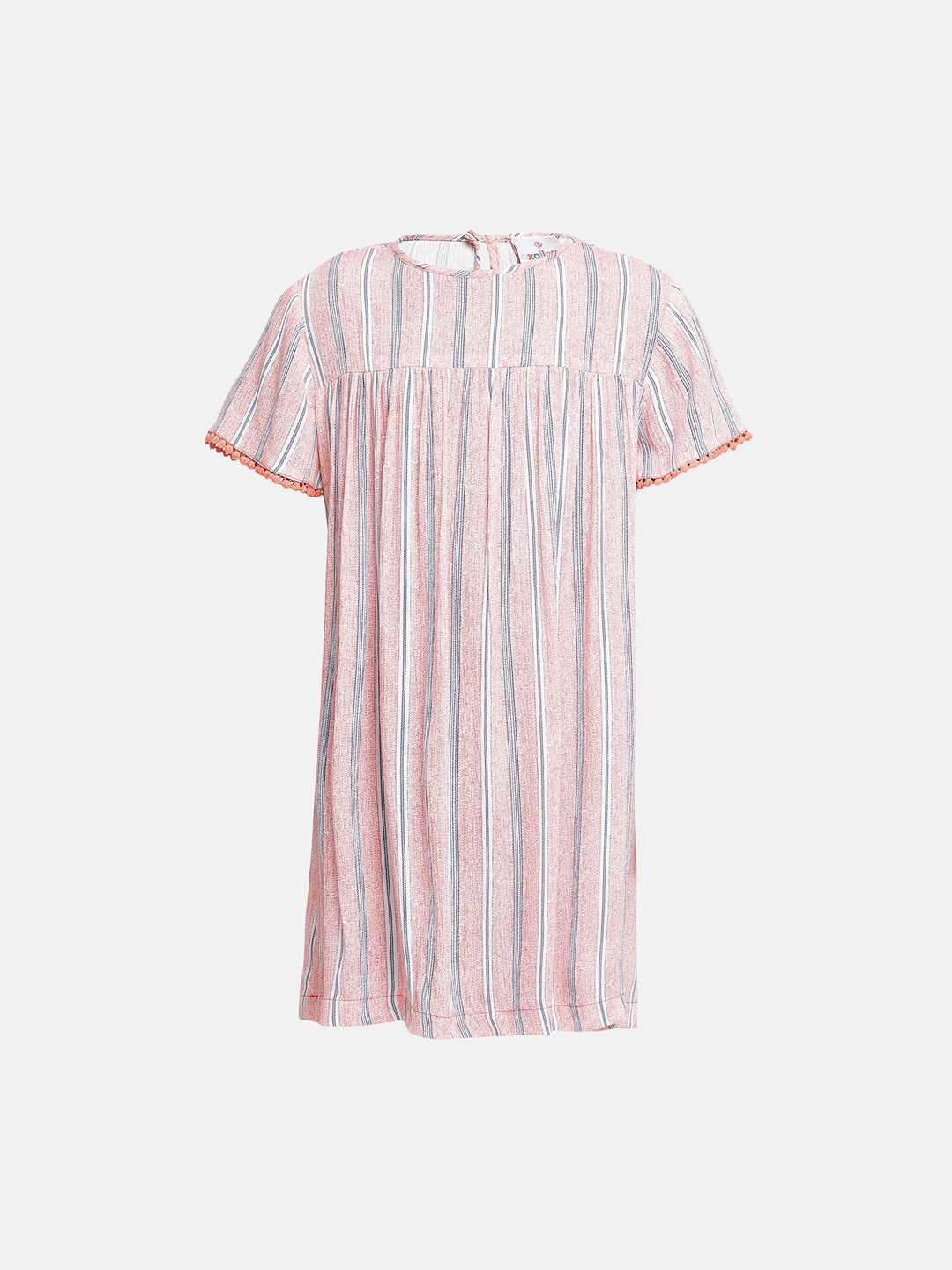 Oxolloxo Girls's Pink & Blue Striped Tunic