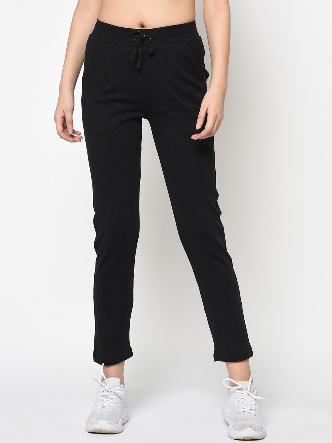 FEMEA Women Black Solid Slim-Fit Track Pants