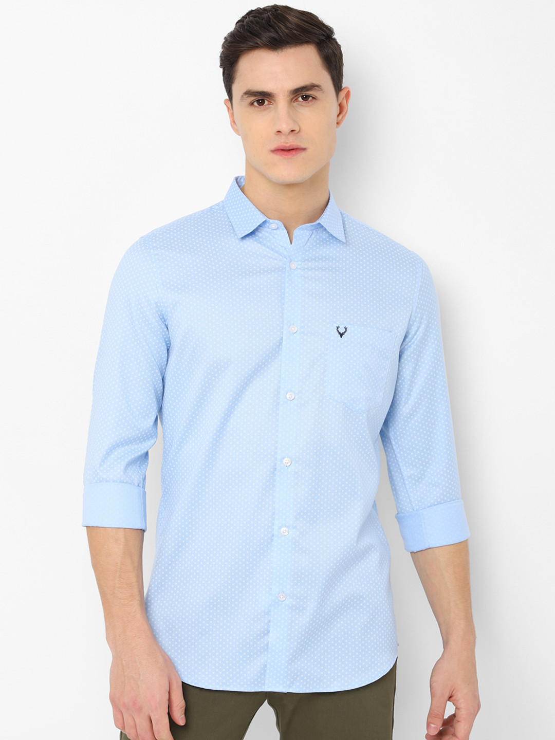 Allen Solly Men Blue Slim Fit Self Design Casual Shirt