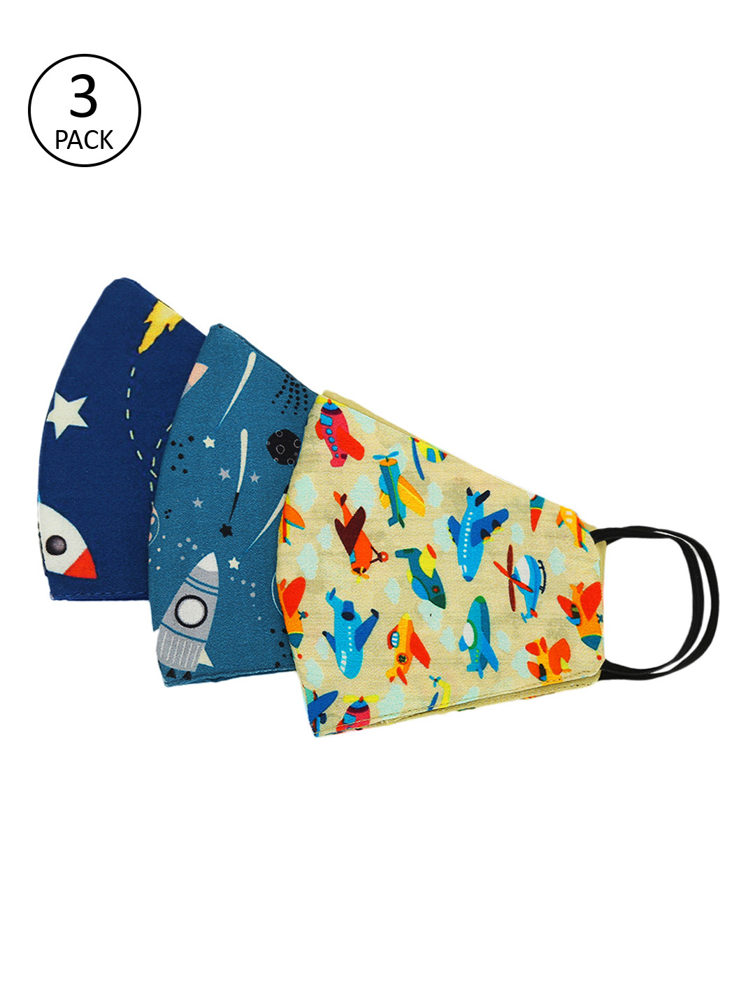 Tossido Kids 3 Pcs 3-Ply Cartoon Printed Outdoor Masks