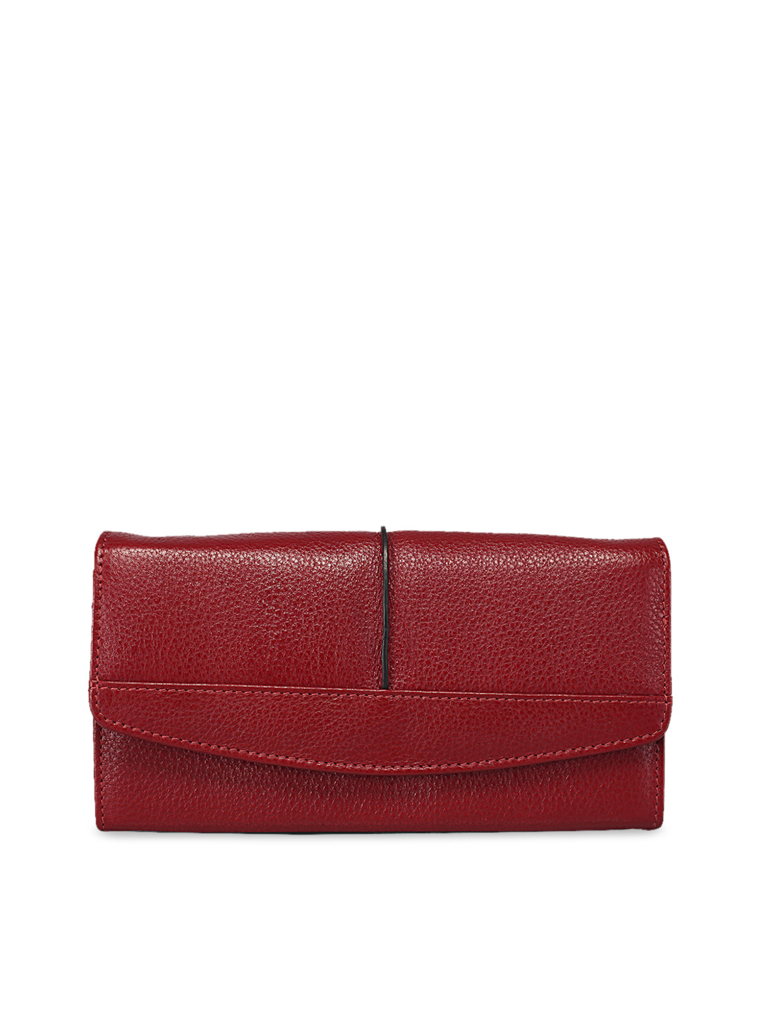 GENWAYNE Red Solid Leather Clutch
