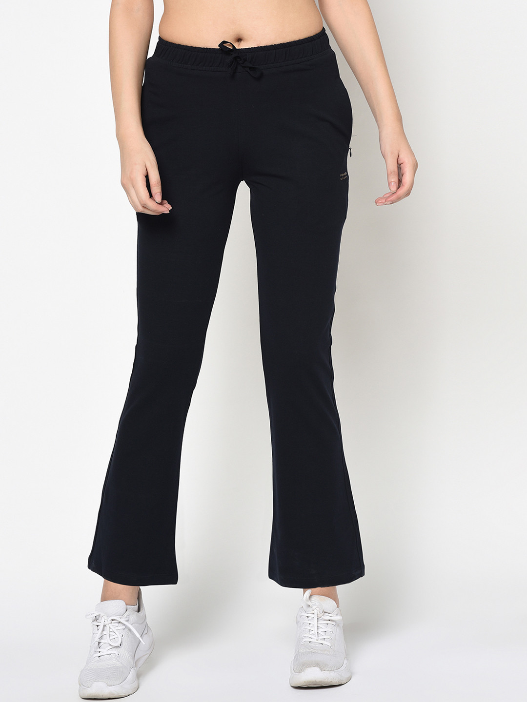 FEMEA Women Navy Blue Solid Bootcut Track Pants