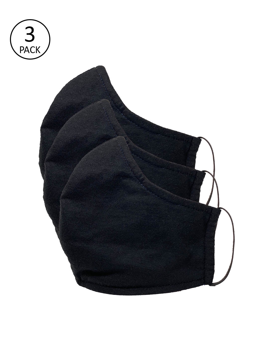 Sera Unisex 3 Pcs Black 3 Ply Reusable Cloth Masks