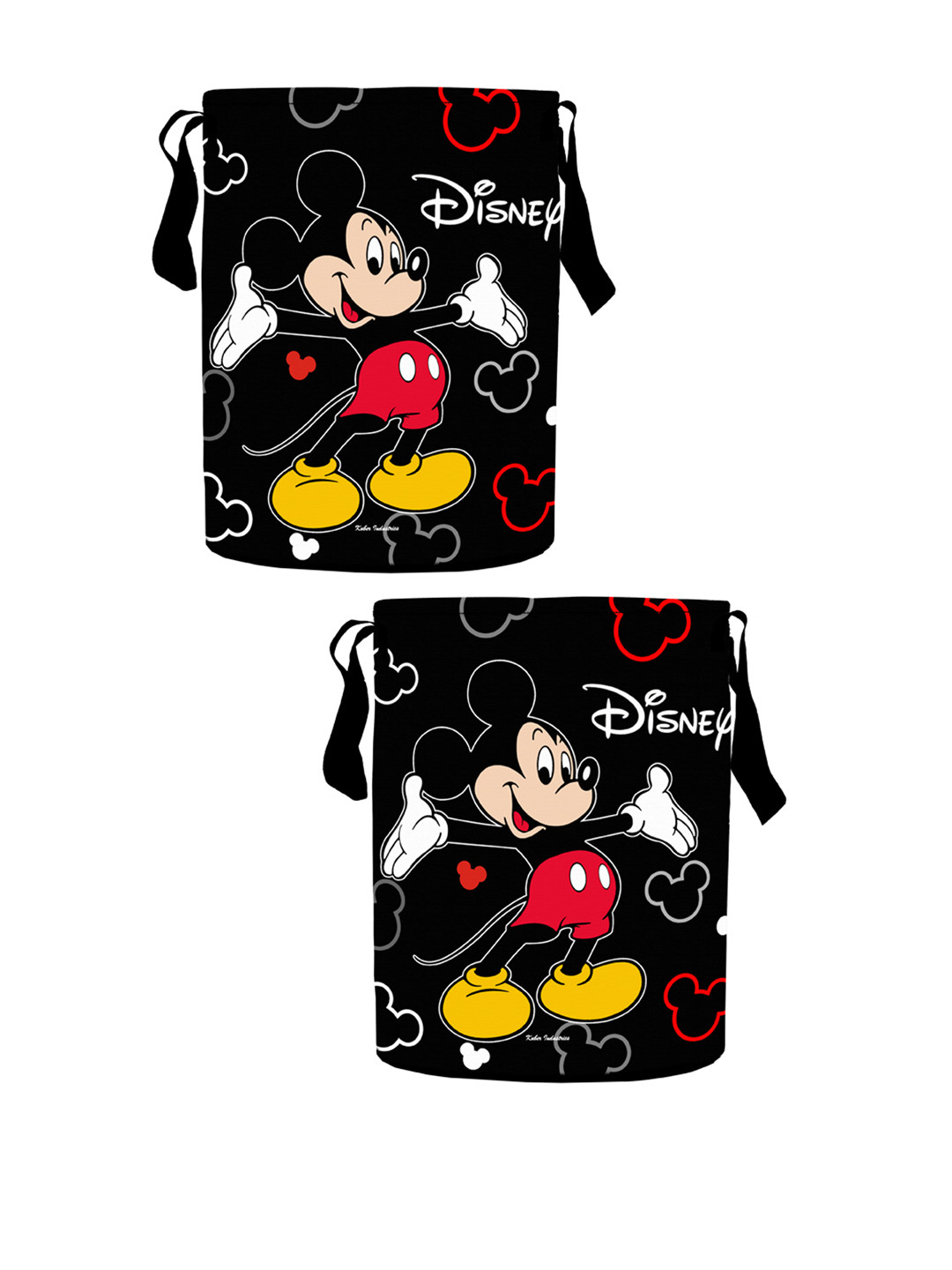 Kuber Industries Set Of 2 Black & Red Disney Printed Waterproof Laundry Bags