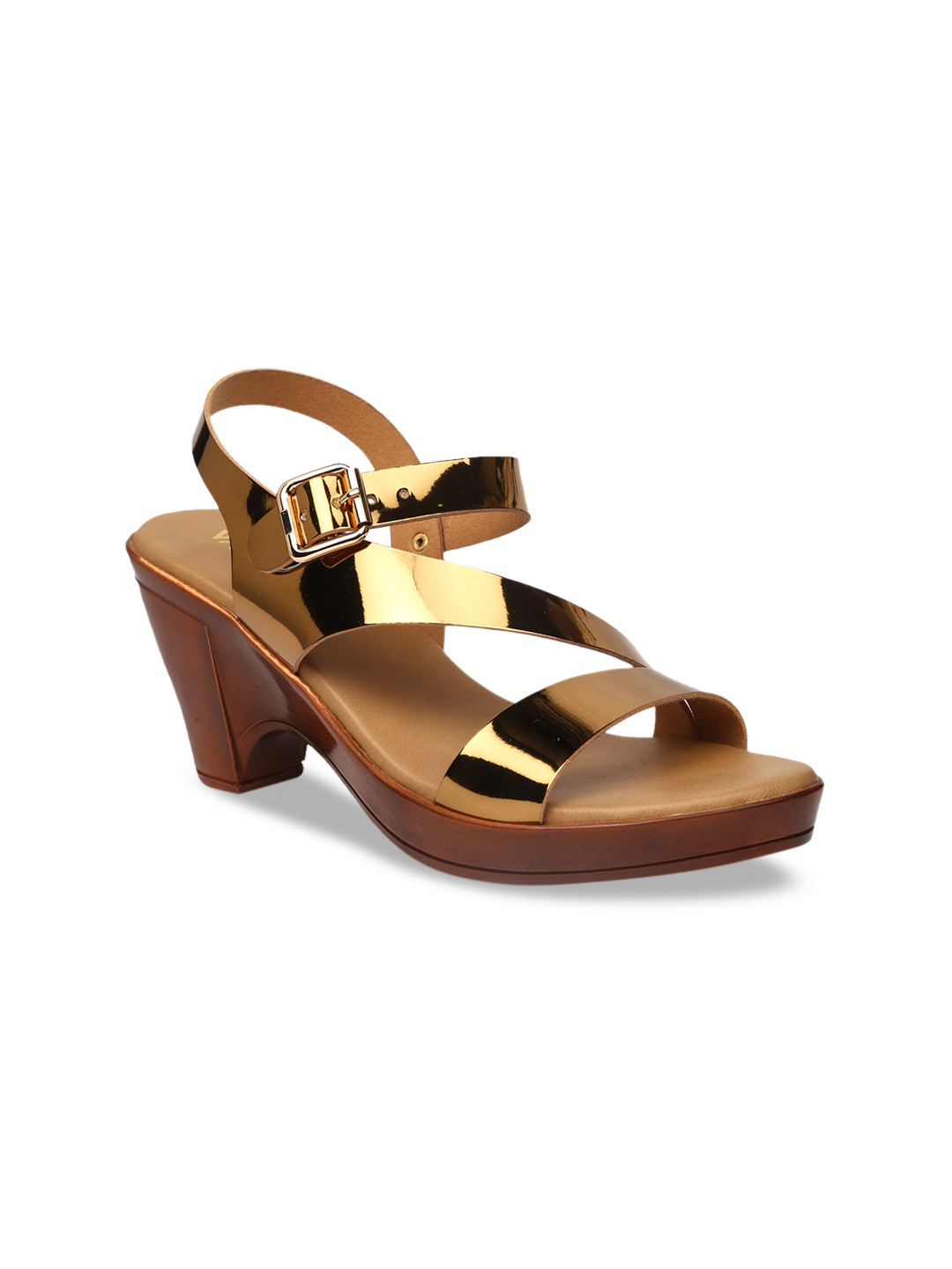 VALIOSAA Women Copper-Toned Solid Block Heels