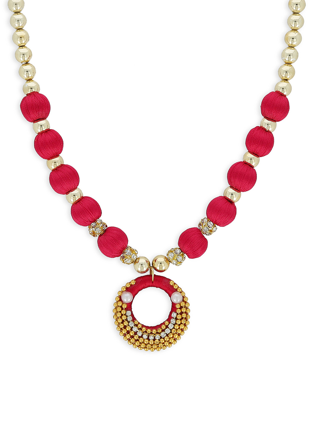 AKSHARA Gold-Toned And Red Handcrafted Beaded Necklace