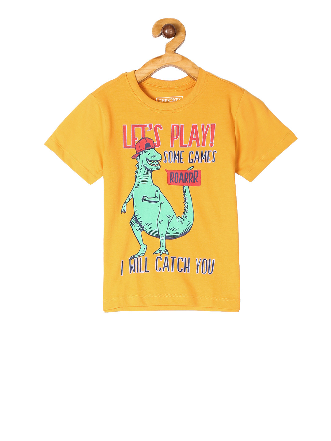 Cherokee Boys Yellow Printed Round Neck Pure Cotton T-shirt