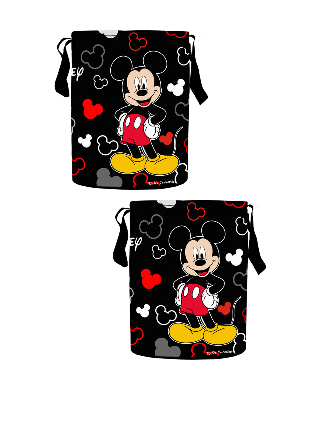 Kuber Industries Set Of 2 Black & Red Mickey Mouse Printed Waterproof Laundry Bags