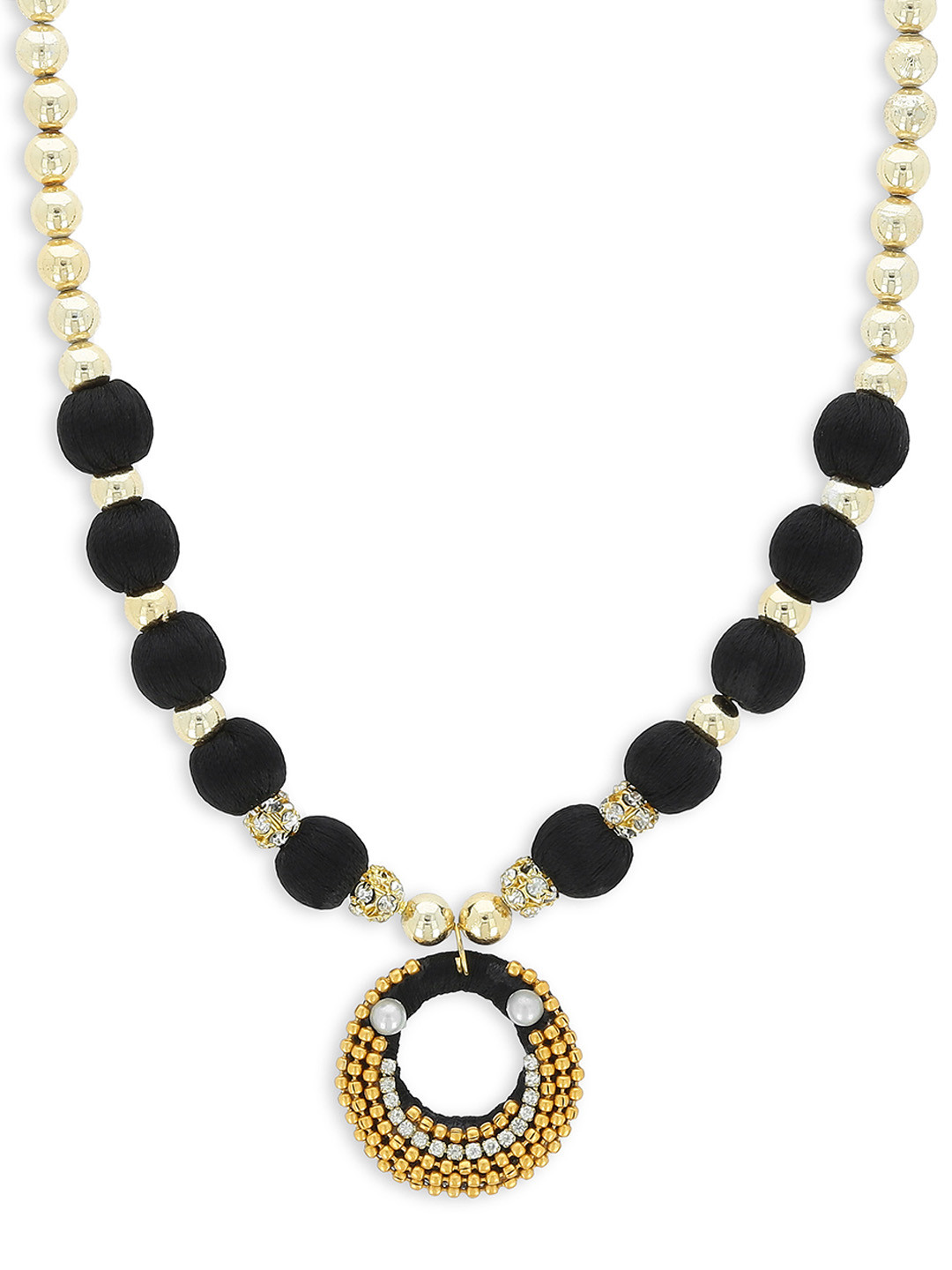 AKSHARA Girls Black & Gold-Toned Handcrafted Necklace