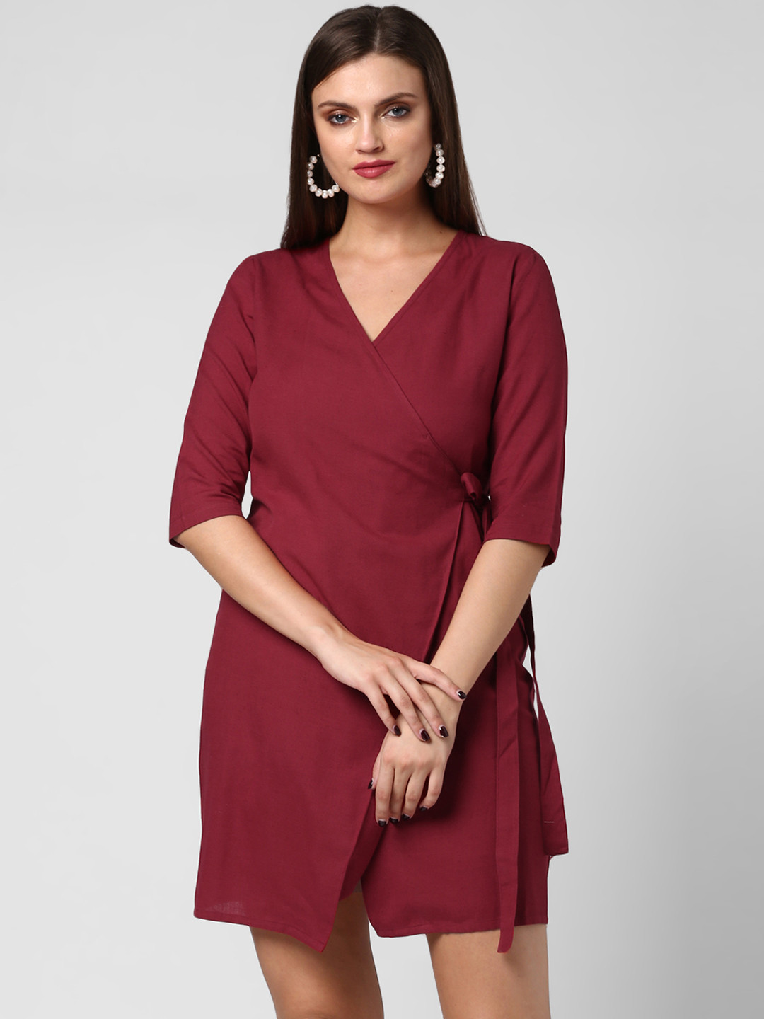 StyleStone Women Maroon Solid Wrap Dress