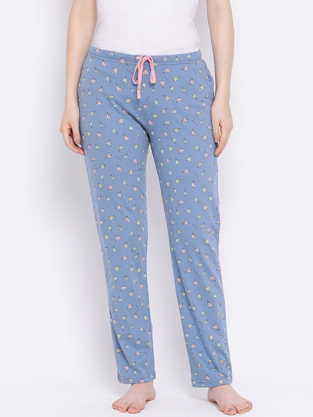 Kanvin Women Blue Printed Lounge Pant PJ1073